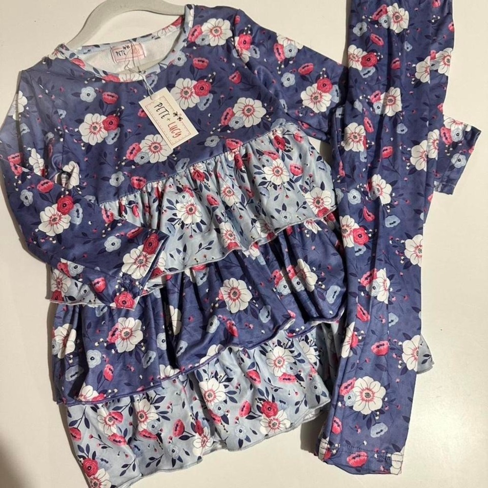 New Pete & Lucy 2pc Ruffled Top/Dress and Leggings Size 5